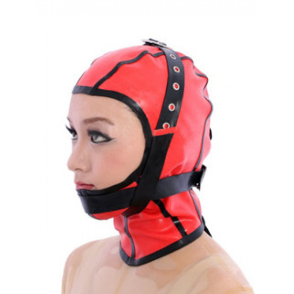 Stylish Red Open Face Latex Hood