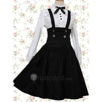 Cotton White Long Sleeves Blouse And Black Lolita Cosplay Dress
