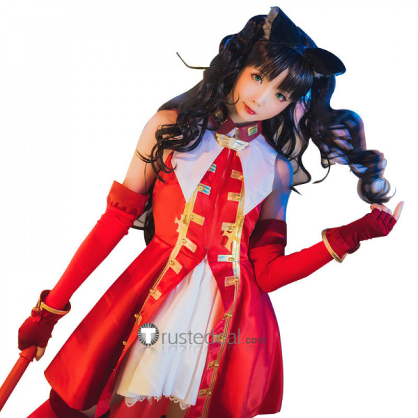 FGO Tohsaka Rin Cosplay Costume Black Top Red Skirt