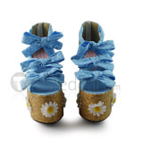 Blue Wool Color Heel Lolita Sandals