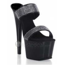 Patent Leather Upper High Heel Open-toes Beading Platform Sexy Sandals(701-02)