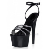 Patent Leather Upper High Heel Open-toes Beading Platform Sexy Sandals(701-06)