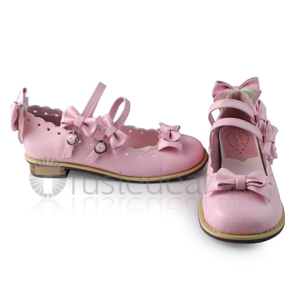 Pink Four Bows Lolita Shoes