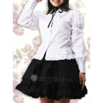 Cotton White and Black Long Sleeves Lolita Dress(CX446)