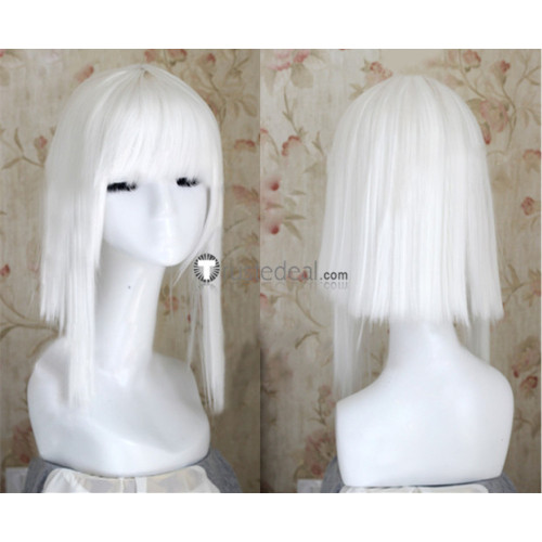 Anime Game Short White Blunt Straight Bangs Cosplay Wig