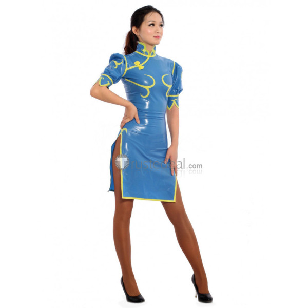 Street Fighter Chun Li Blue Latex Dress