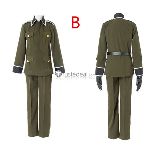 Hetalia Axis Powers Germany Ludwig Green Brown Cosplay Costume
