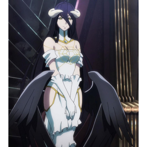 Overlord Albedo Long Black Purple Cosplay Wig 100cm and Horns