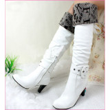 Top quality patent leather corduroy inside with side zipper knee boots(1041)