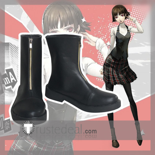 Persona 5 Makoto Niijima Black Cosplay Boots Shoes