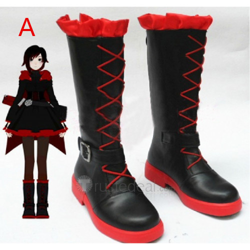 RWBY Ruby Rose Black Red Cosplay Boots