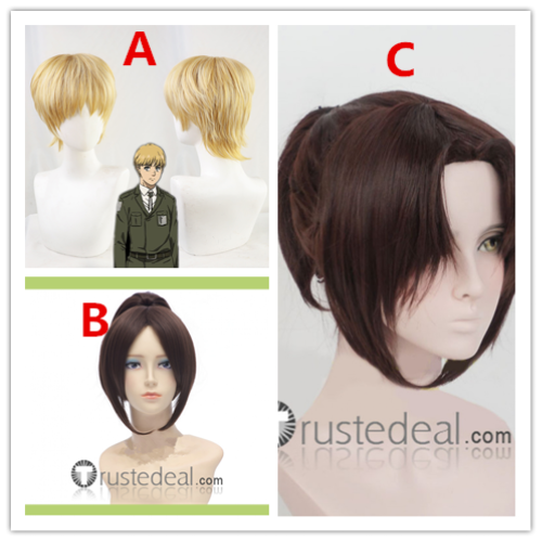 Attack on Titan Shingeki No Kyojin Hanji Zoe Armin Brown Ponytail Blonde Cosplay Wigs