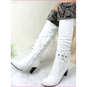 Top quality patent leather corduroy inside with side zipper knee boots(1041)