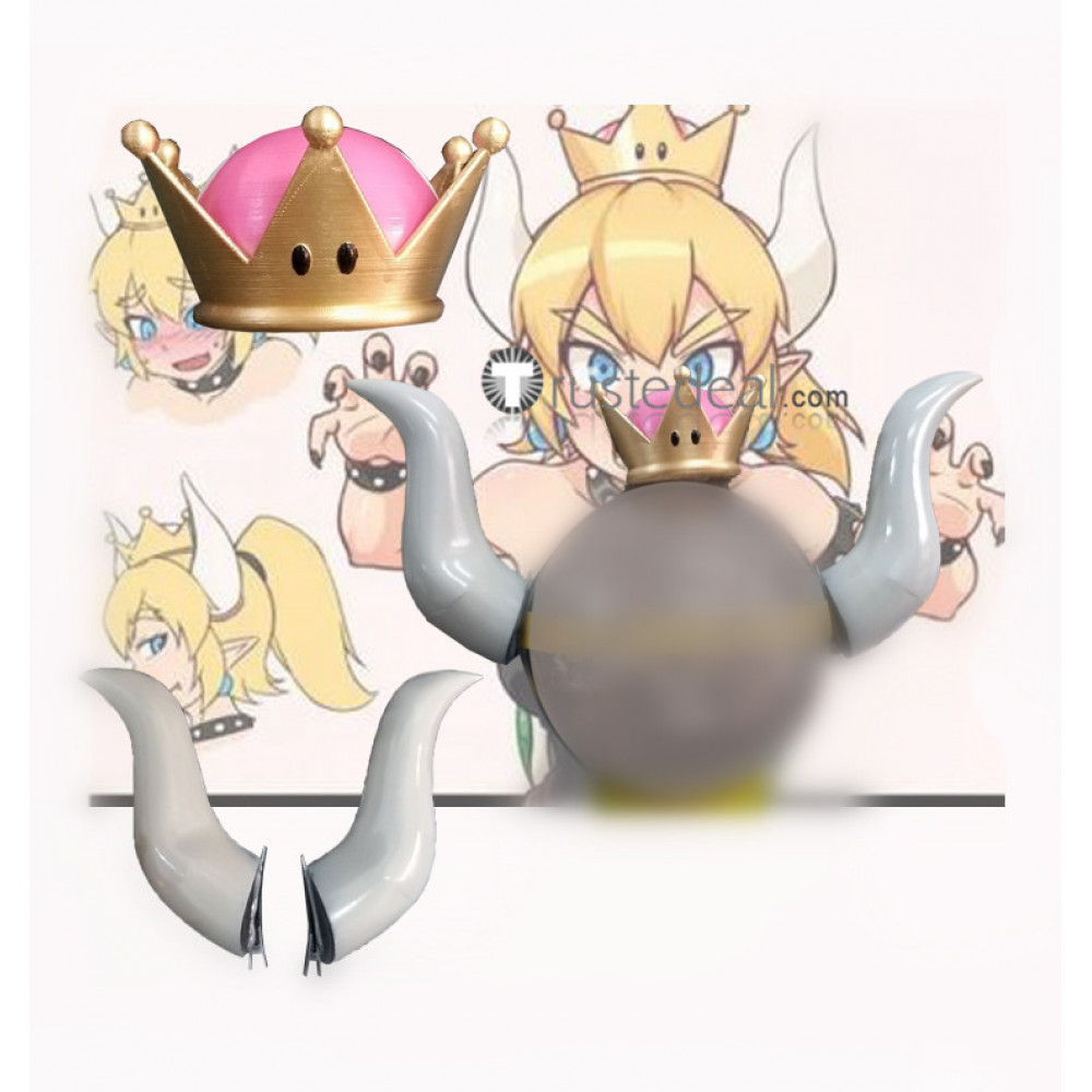 Super Mario Bowsette Villain Princess Cosplay Crown Horns Earrings Choker Props 