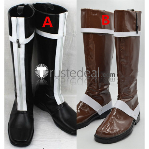 D.Gray-man Allen Walker Black White Brown Cosplay Boots Shoes