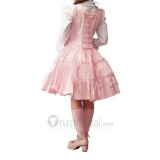 Cotton White Pink Long Sleeves Ruffle Lolita Dress(CX418)