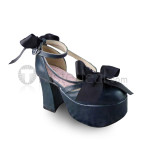 Dark Blue Bow Lolita Shoes