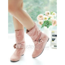 Top quality PU flat heel pumps boots(JY63)