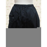 Black Cotton Lolita Bloomers with Pleated Lace Pants Edge and Hearts(CX501)