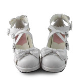 Shiny White Knots Lolita Shoes