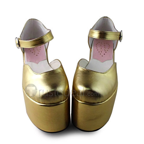 High Platform Gold Lolita Shoes