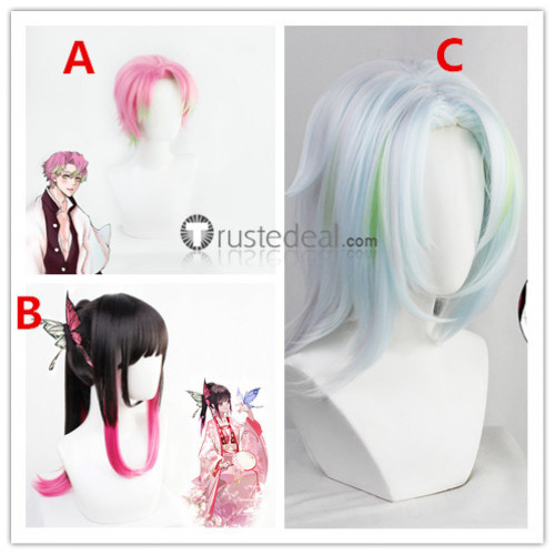 Kimetsu no Yaiba Demon Slayer Male Mitsuri Kanroji Kanao Tsuyuri Tengen Uzui Cosplay Wig