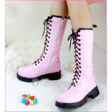 Top quality PU flat heel with laces boots(D1071)