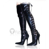 Patent Leather Upper High Heel Thigh-Length Closed-toes Sexy Boots(11853)