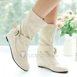 Top quality PU flat heel pumps boots(JY63)