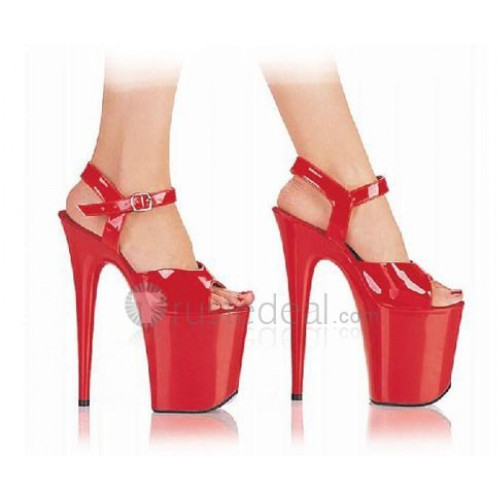 Patent Leather Upper High Heel Open-toes Platform Sexy Sandals(A709-R)