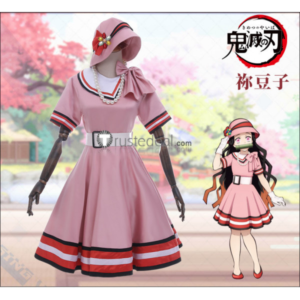 Kimetsu no Yaiba Demon Slayer Nezuku Kamado Pink Daily Cosplay Costume