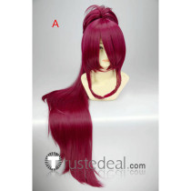 Puella Magi Madoka Magica Sakura Kyoko Wine Red Ponytail Cosplay Wig