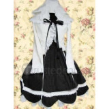 Cotton White Long Sleeves Blouse And Black Cotton Lolita Dress(CX155)