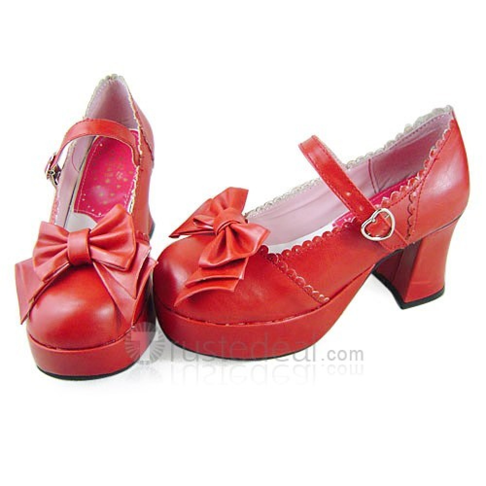 Women Lolita Shoes Lace Bowties Ladies Round Toe High Heel Cross Strap Shoes  | eBay