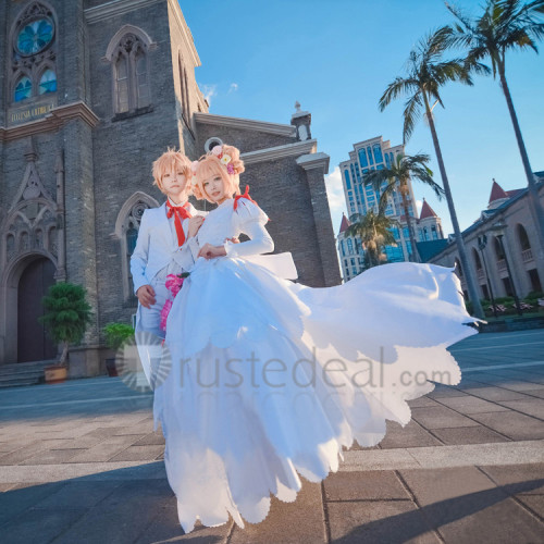 Card Captor Sakura Li Syaoran Groom White Cosplay Costume