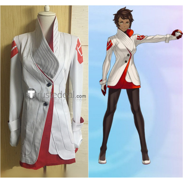 Pokemon Go Candela Team Valor Gym Leader White Red Jacket Cosplay Costume