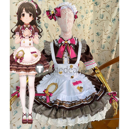 The Idolmaster Cinderella Girls Uzuki Shimamura Maid Chocolate Lolita Cosplay Costume