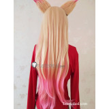 League of Legends LOL Star Guardian Ahri Blonde Pink Cosplay Wig Ears