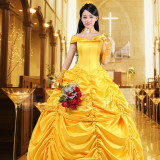 Beauty and the Beast Disney Princess Belle Yellow Cosplay Costume3
