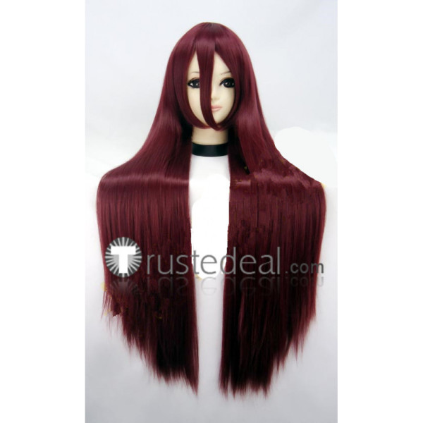 Puella Magi Madoka Magica Sakura Kyoko Long Wine Red Cosplay Wig