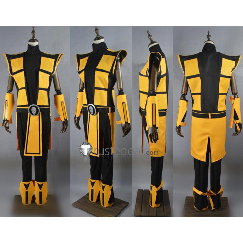 Mortal Kombat 3 Scorpion Yellow Black Cosplay Costume