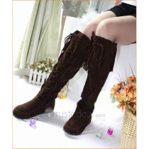 Top quality artifical suede upperpanter print corduroy inside with non-slipping sole knee boots(1042)