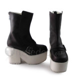 High Platform White Heels Black Lolita Boots