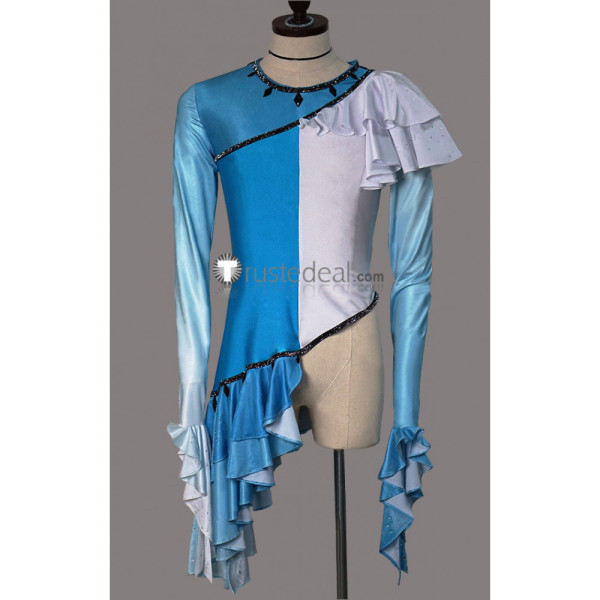 Yuri on Ice Katsuki Yuuri Skating Performance Blue White Gradients Uniform Cosplay Costume