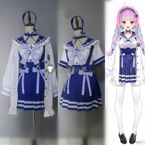 Vtuber Virtual YouTuber Minato Aqua Sailor Blue White Cosplay Costume
