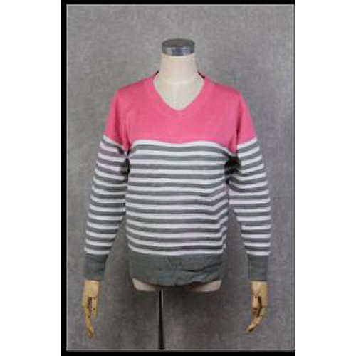 Kurokos Basketball Kuroko Tetsuya Pink-Gray Stripes Sweater Cosplay Costume