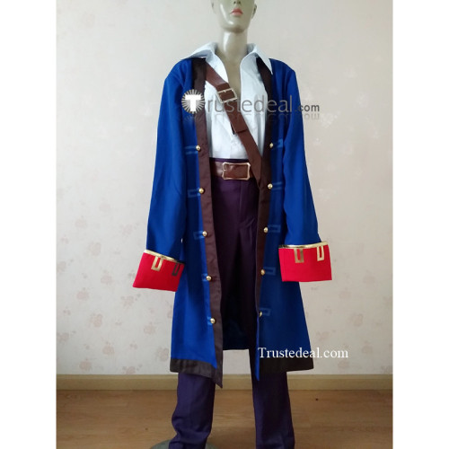 Monkey Island Guybrush Ulysses Threepwood Pirate Blue Cosplay Costume