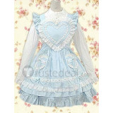 Cotton White Lolita Blouse And Blue Lolita Skirt