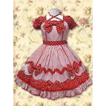 Cotton Red Short Sleeves Bow Cotton Lolita Dress(CX145)