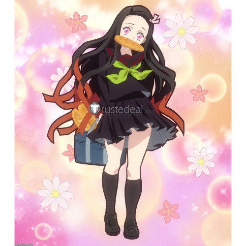 Kimetsu no Yaiba Demon Slayer Nezuko Kamado Makomo School Acedemy Uniform Cosplay Costumes